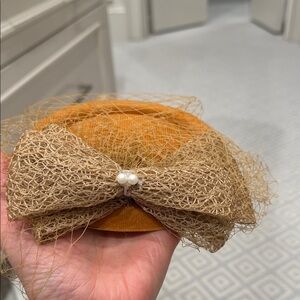 Elegant Orange and Tan Fascinator
